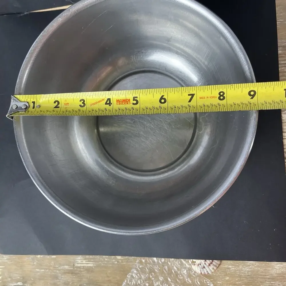 Vintage Nicro 9” Stainless 3qt Mixing Bowl M92 Rolled Lip Chicago USA Heavy Duty